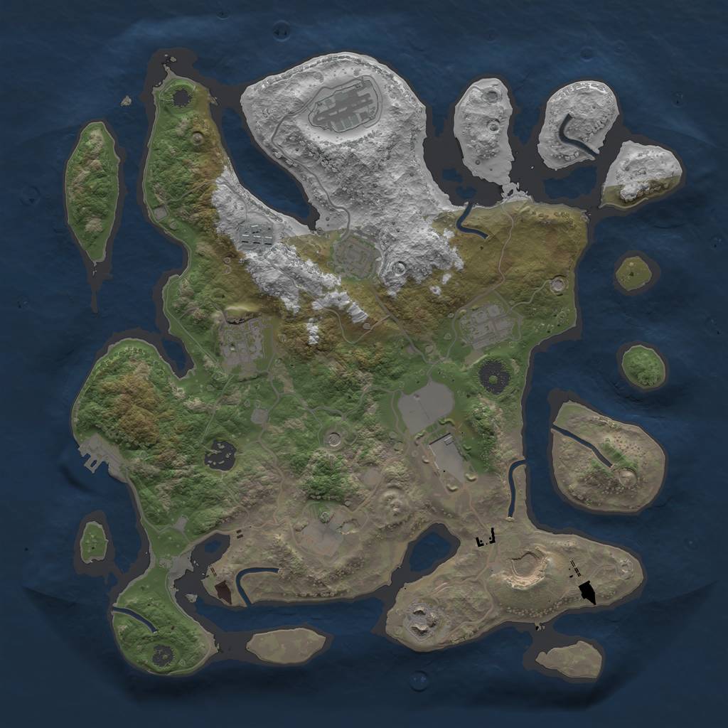 Rust Map: Procedural Map, Size: 3500, Seed: 6094964, 14 Monuments