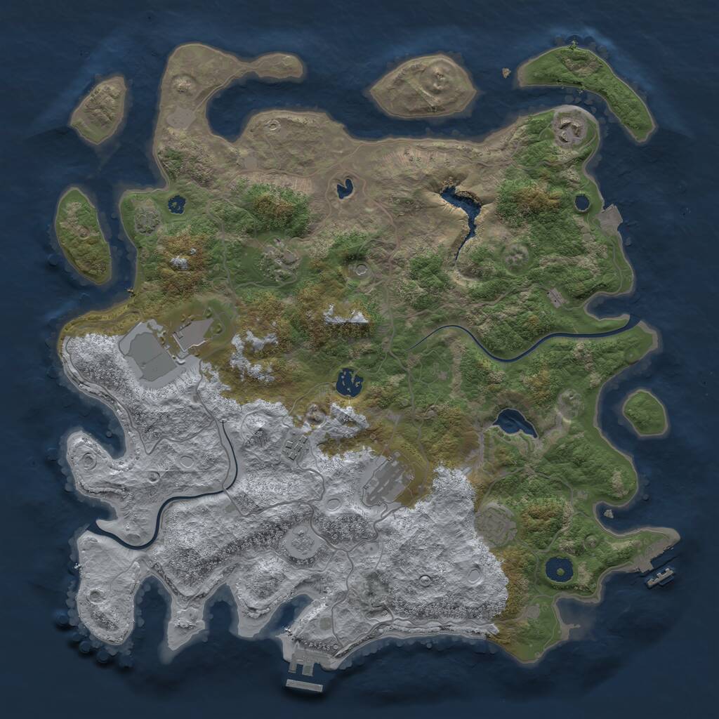 Rust Map: Procedural Map, Size: 4000, Seed: 1385016690, 13 Monuments