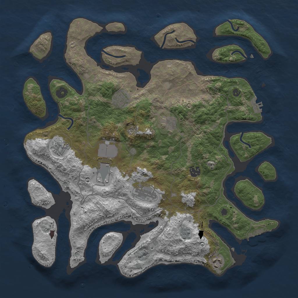 Rust Map: Procedural Map, Size: 4000, Seed: 1385016690, 13 Monuments