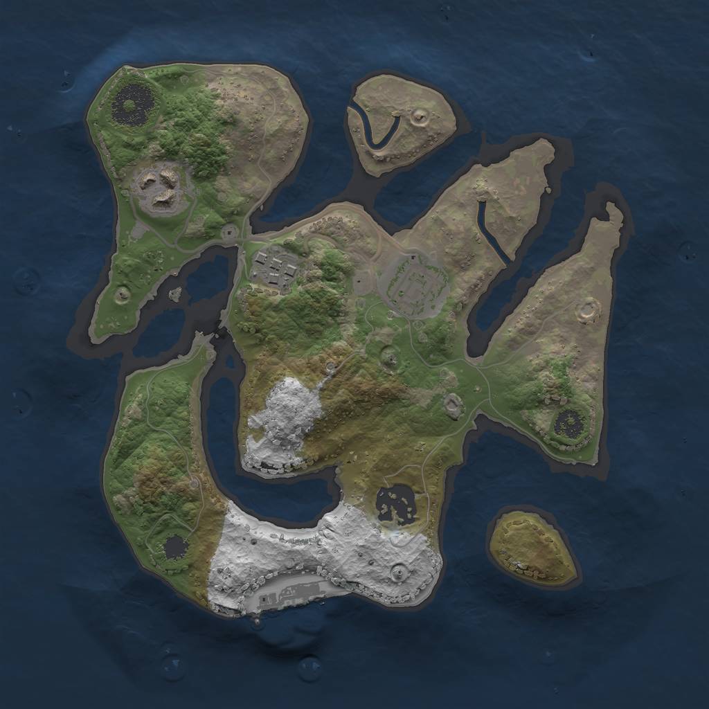 Rust Map: Procedural Map, Size: 2500, Seed: 73721321, 7 Monuments