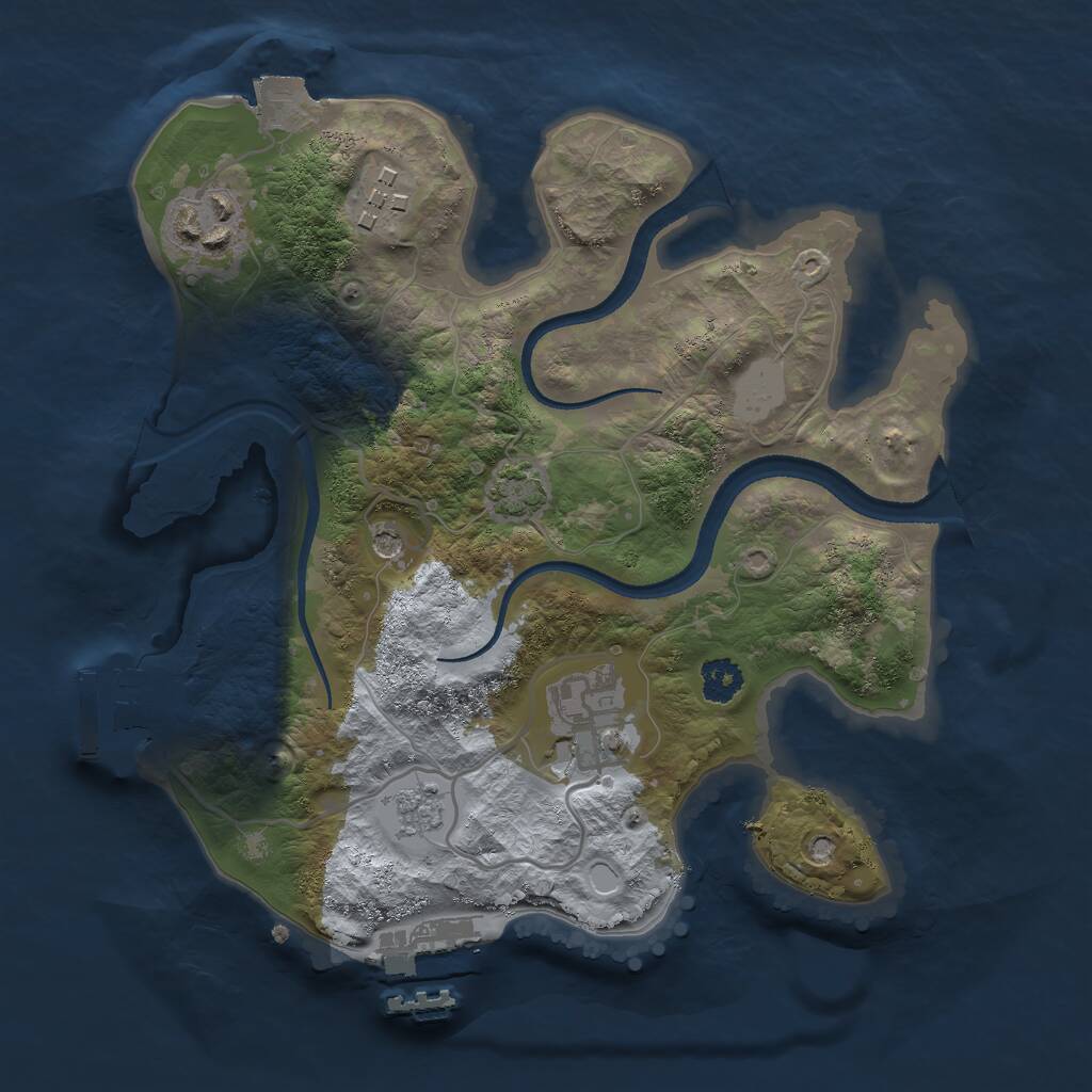 Rust Map: Procedural Map, Size: 2500, Seed: 73721321, 9 Monuments