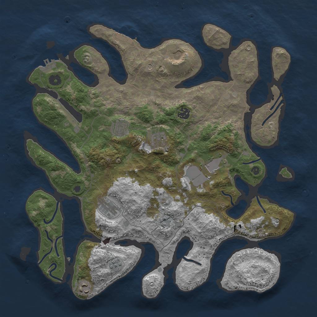 Rust Map: Procedural Map, Size: 4000, Seed: 8080, 13 Monuments