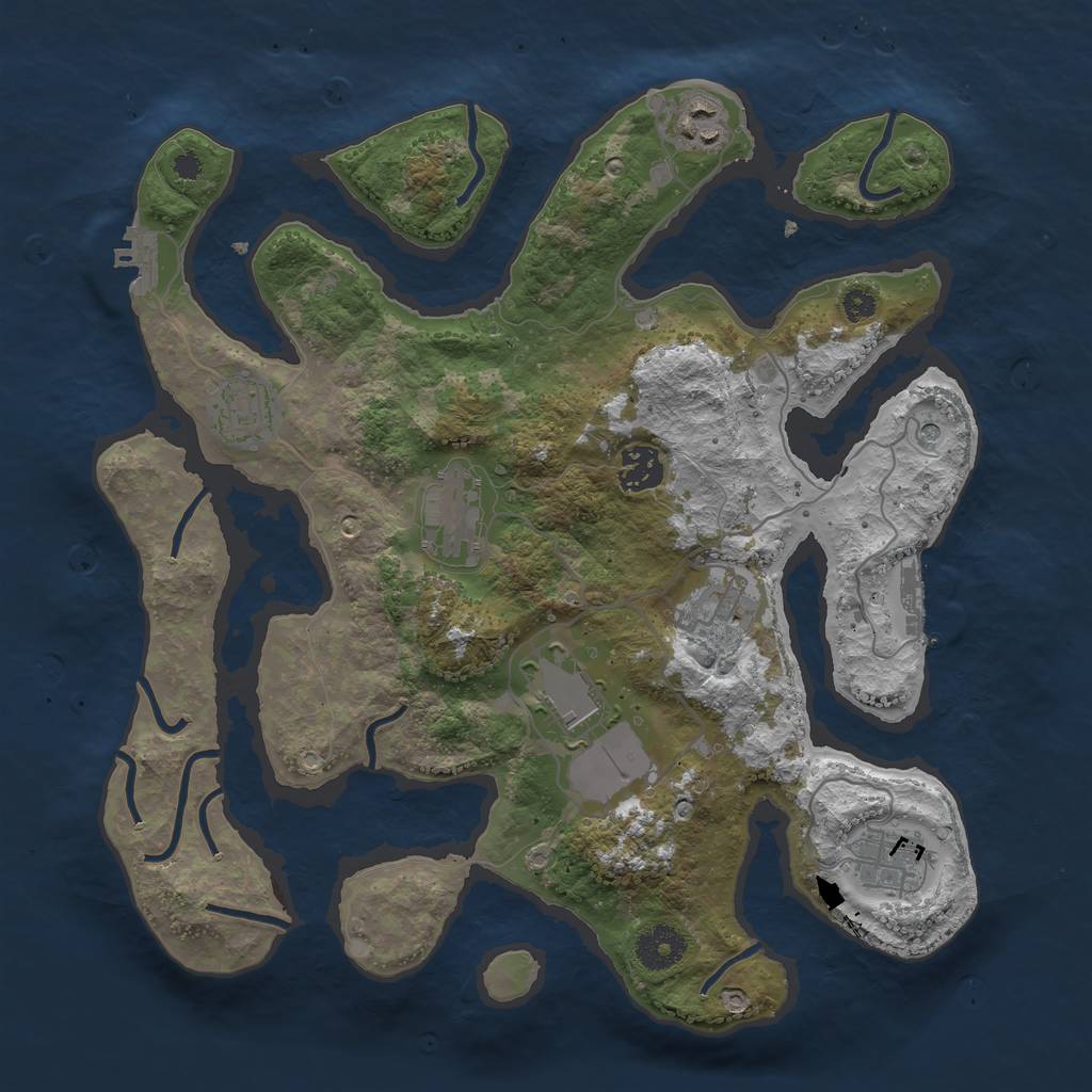 Rust Map: Procedural Map, Size: 3500, Seed: 1947, 12 Monuments