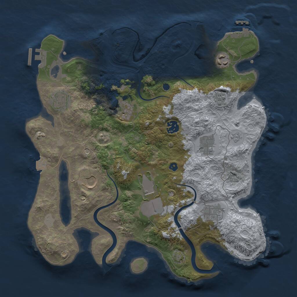 Rust Map: Procedural Map, Size: 3500, Seed: 1947, 15 Monuments