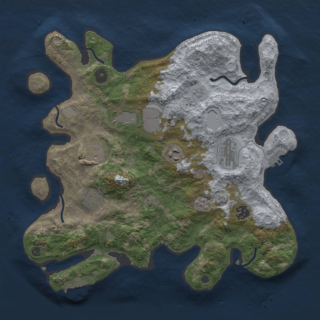 Rust Map: Procedural Map, Size: 3500, Seed: 169729, 15 Monuments