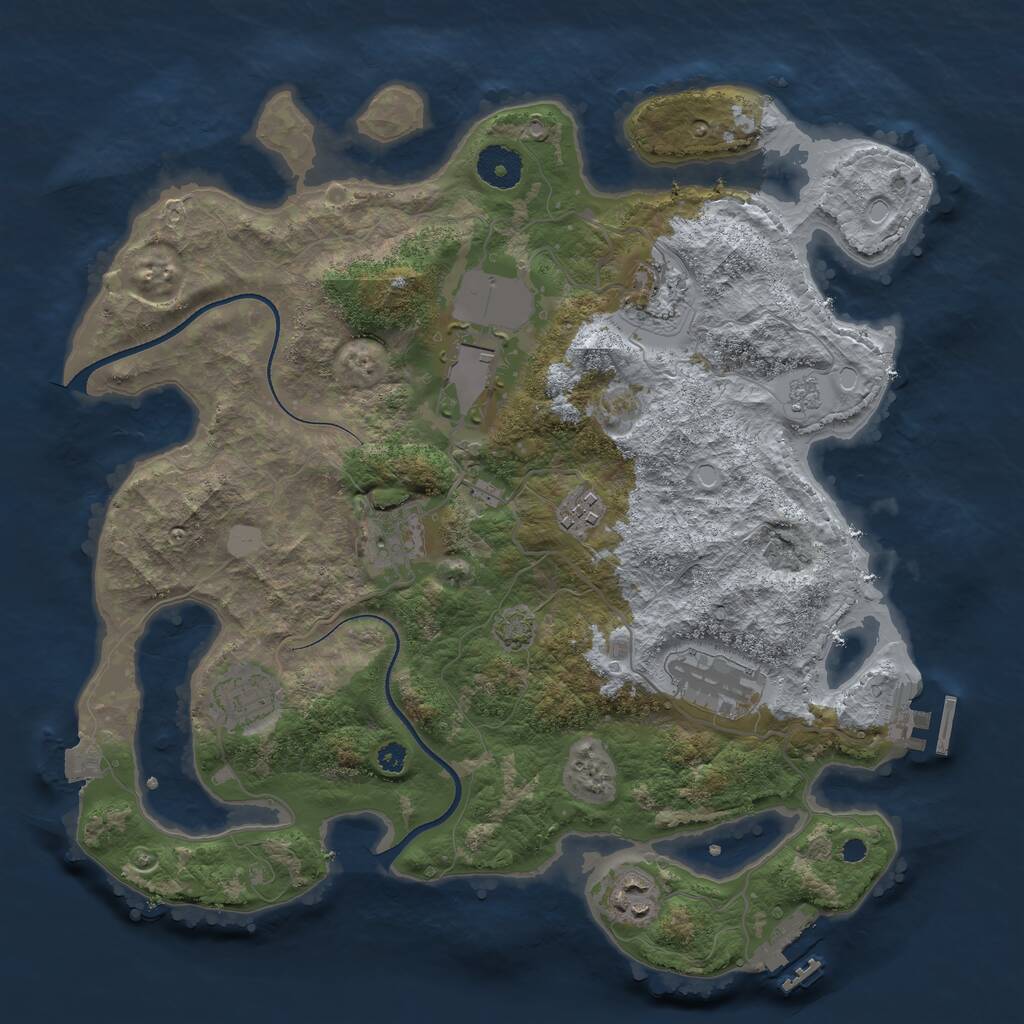 Rust Map: Procedural Map, Size: 3500, Seed: 924834921, 12 Monuments