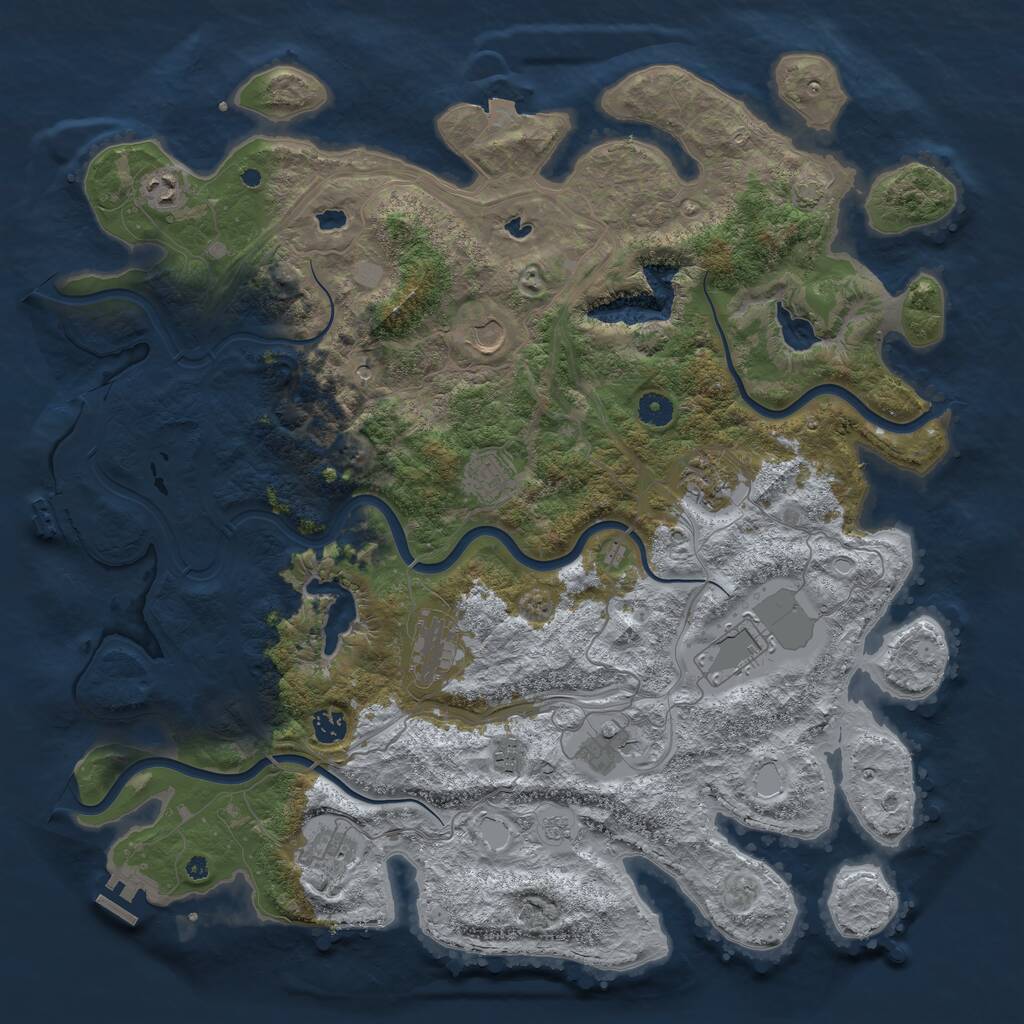 Rust Map: Procedural Map, Size: 4500, Seed: 939040559, 16 Monuments