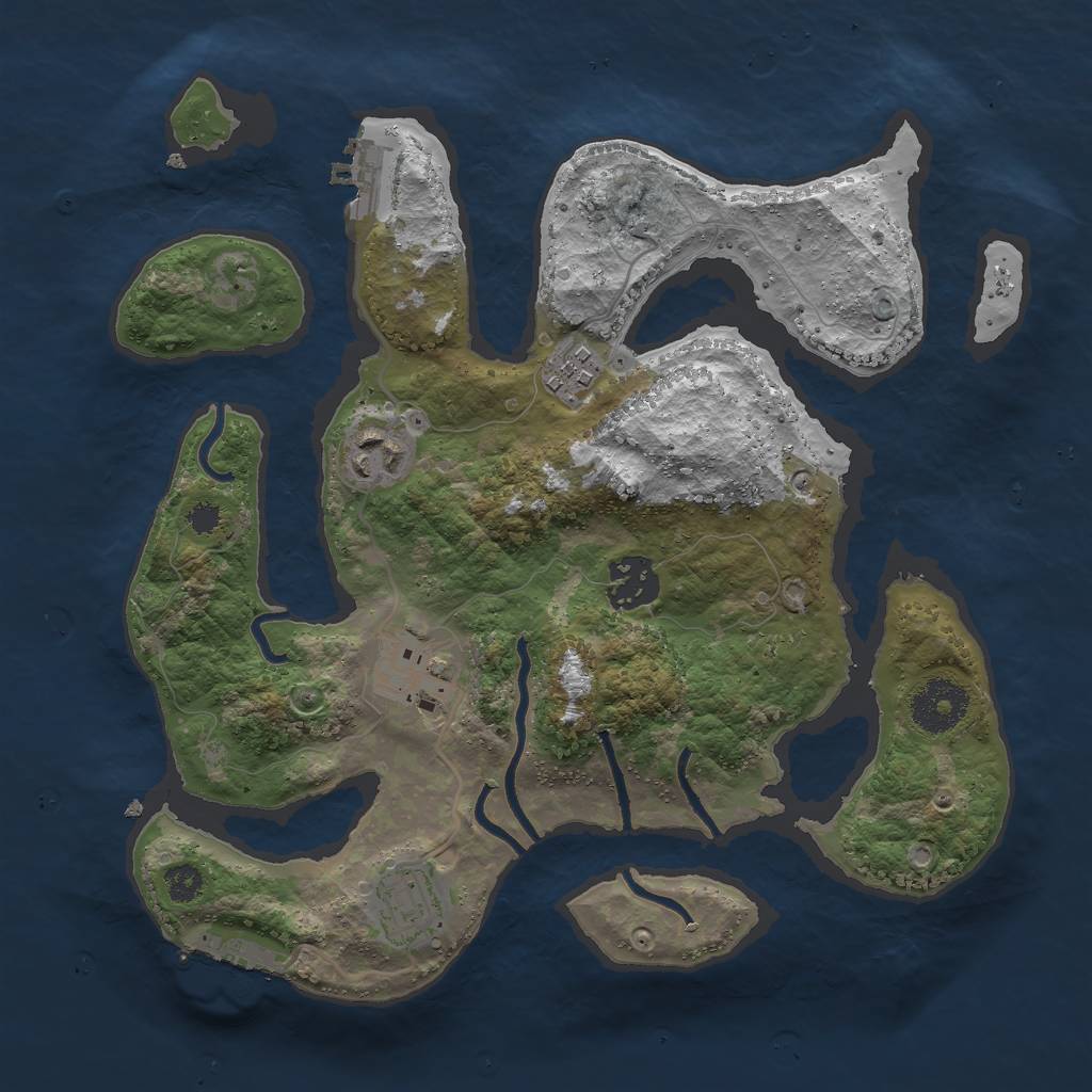 Rust Map: Procedural Map, Size: 3000, Seed: 754564, 9 Monuments