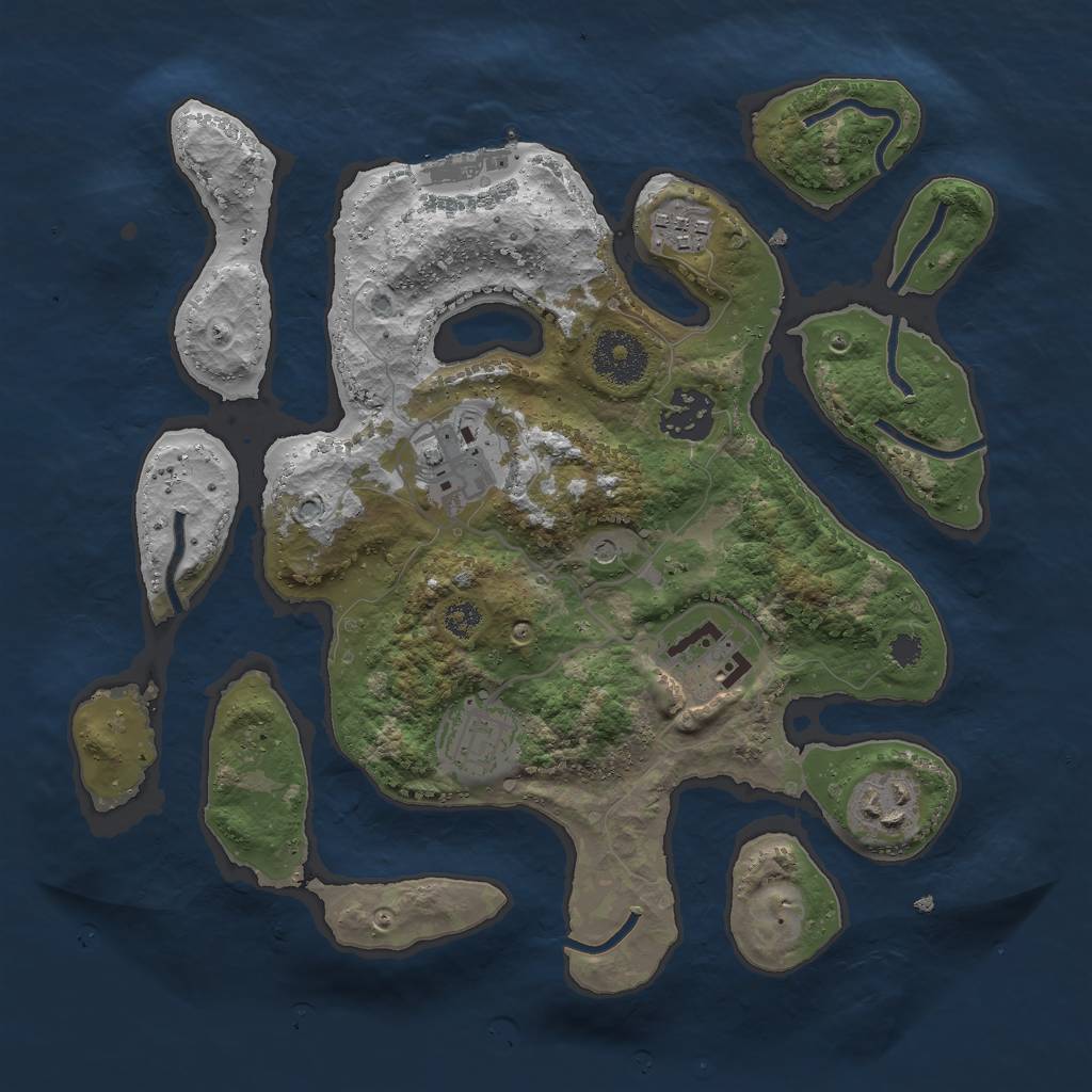 Rust Map: Procedural Map, Size: 3000, Seed: 24376458, 10 Monuments