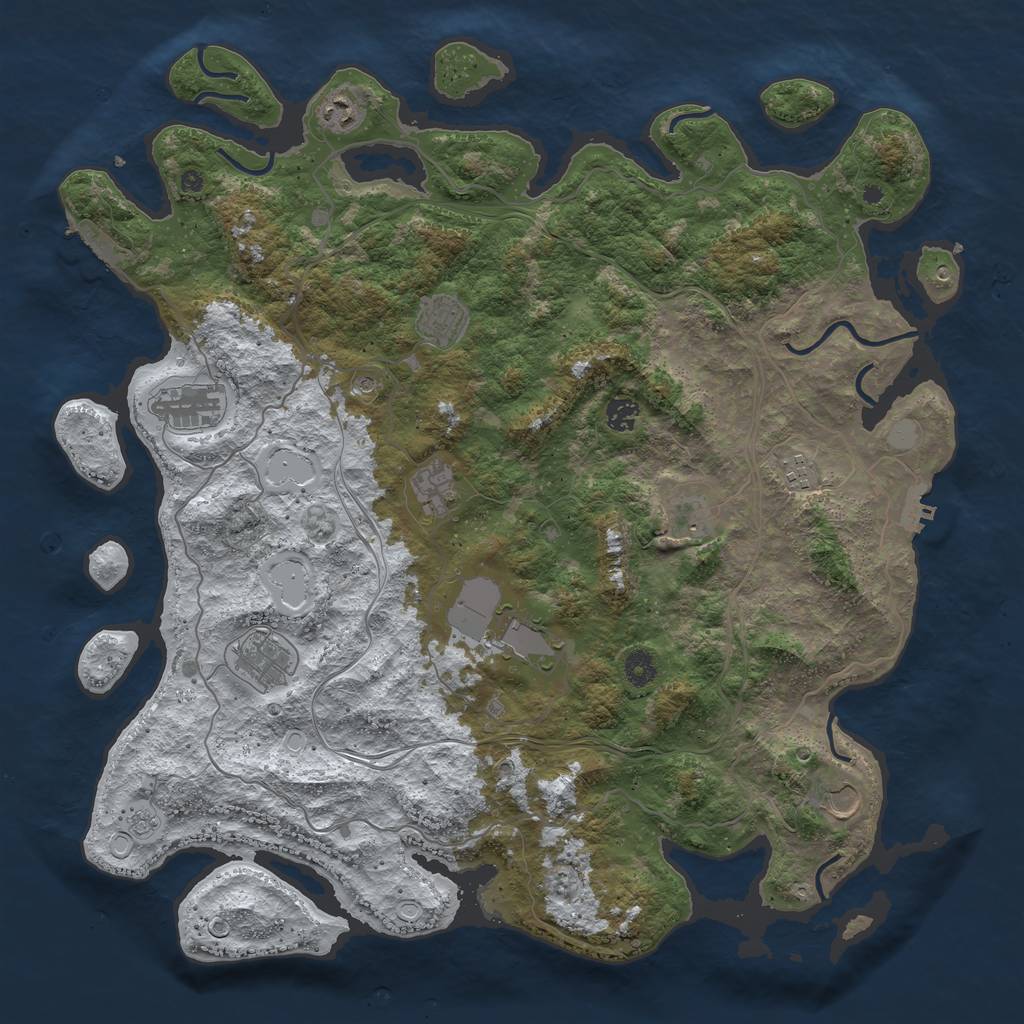 Rust Map: Procedural Map, Size: 4500, Seed: 930128, 19 Monuments