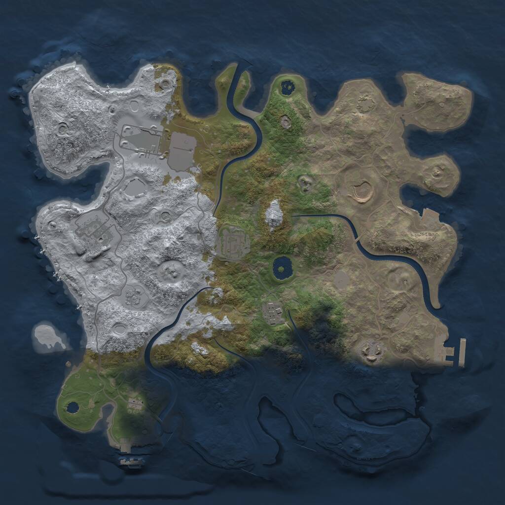 Rust Map: Procedural Map, Size: 3500, Seed: 150074, 12 Monuments