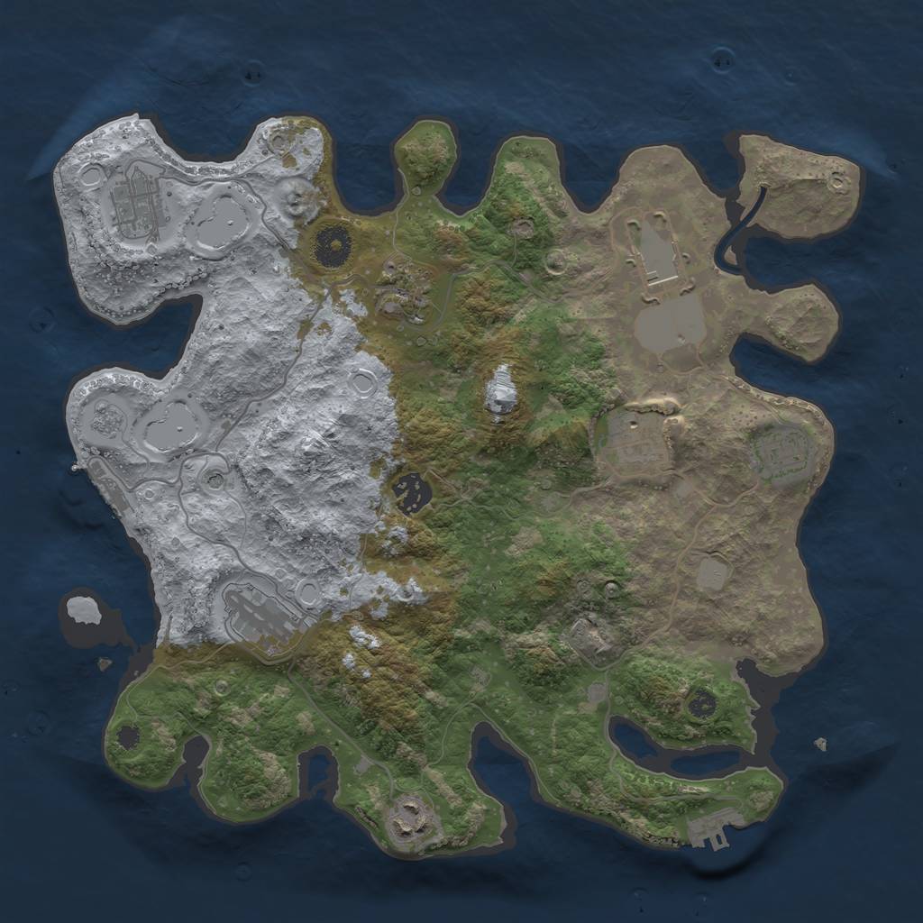 Rust Map: Procedural Map, Size: 3500, Seed: 150074, 17 Monuments