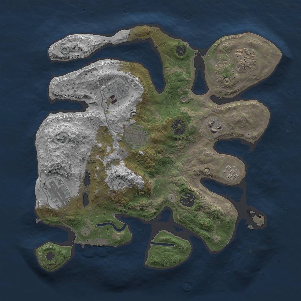 Rust Map: Procedural Map, Size: 3000, Seed: 1024264369, 11 Monuments