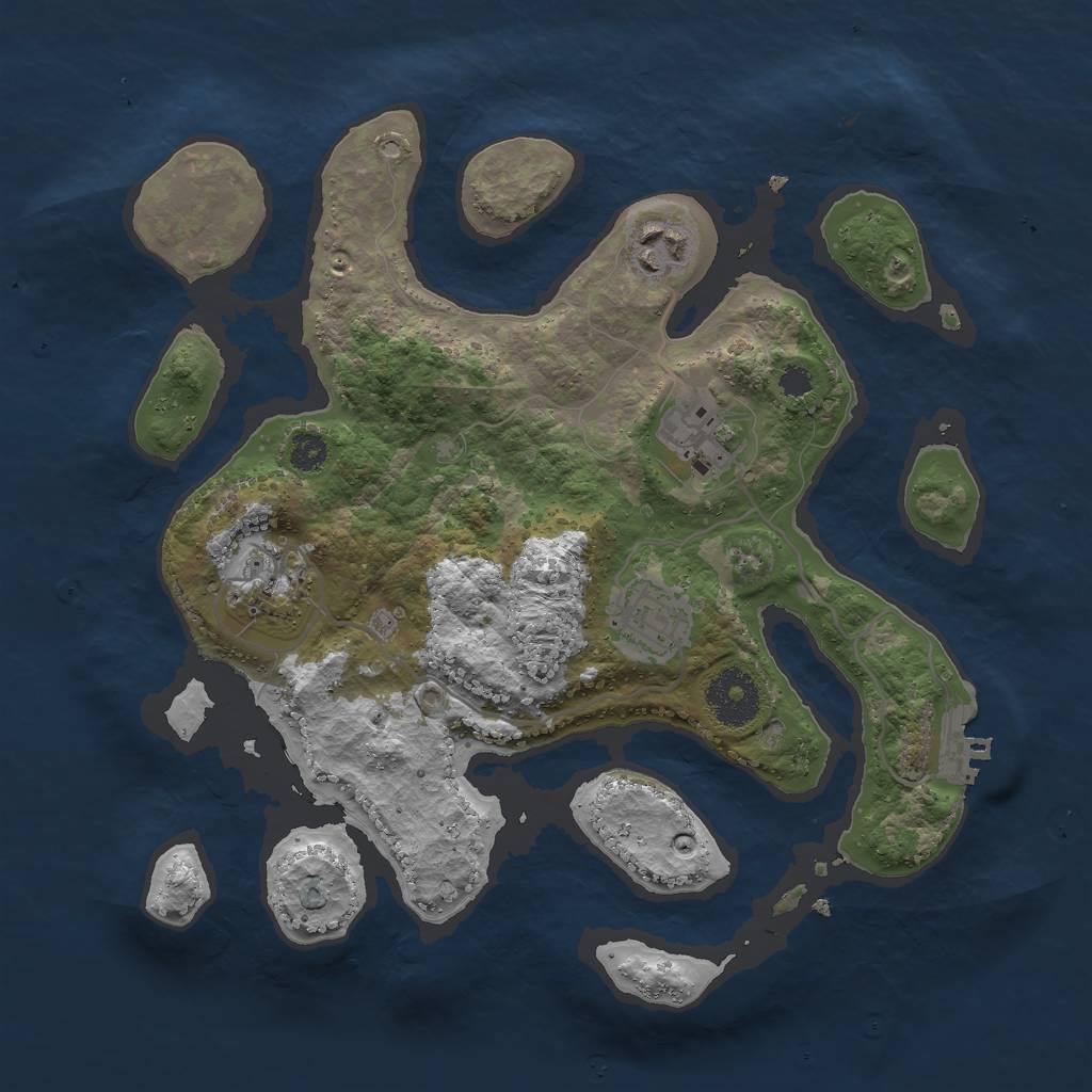 Rust Map: Procedural Map, Size: 3000, Seed: 2421054, 7 Monuments