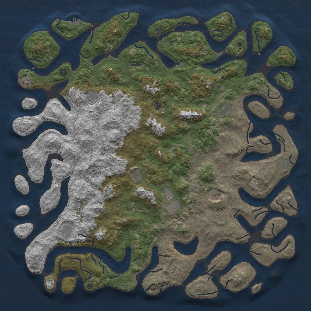 Rust Map: Procedural Map, Size: 6000, Seed: 63808490, 16 Monuments