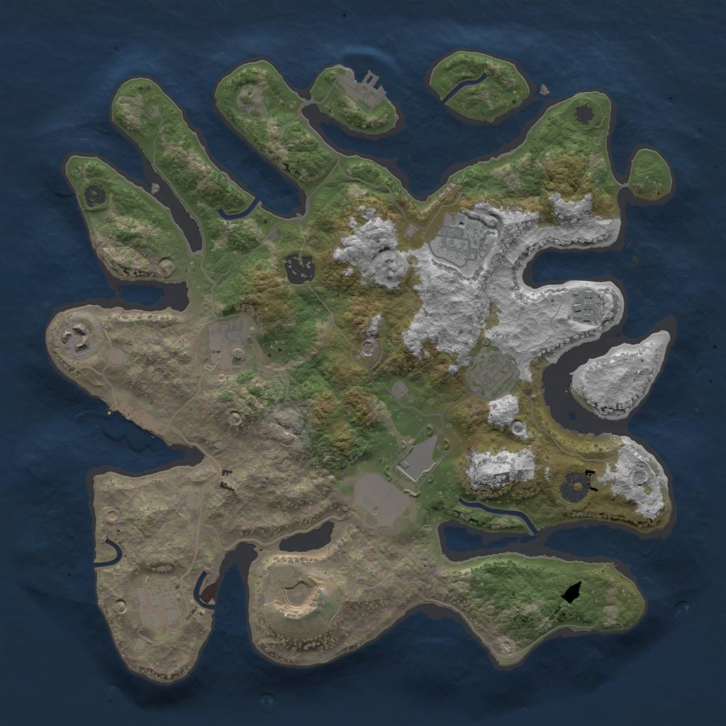 Rust Map: Procedural Map, Size: 3500, Seed: 391244, 14 Monuments