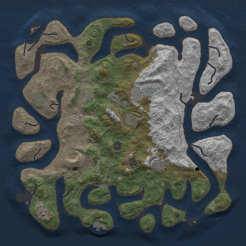 Rust Map: Procedural Map, Size: 4500, Seed: 256574, 14 Monuments