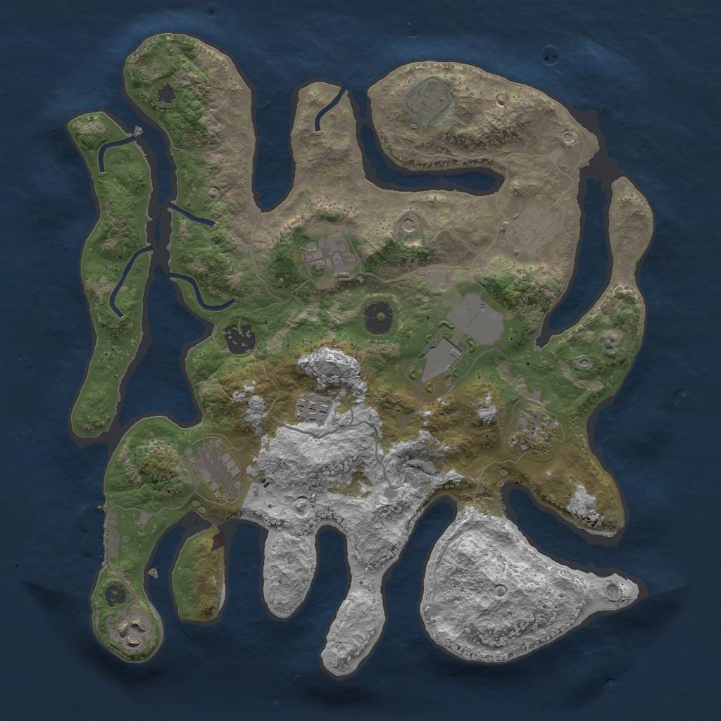 Rust Map: Procedural Map, Size: 3500, Seed: 968625, 13 Monuments