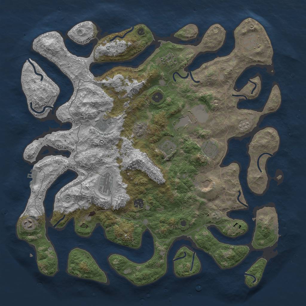 Rust Map: Procedural Map, Size: 4500, Seed: 800492, 16 Monuments