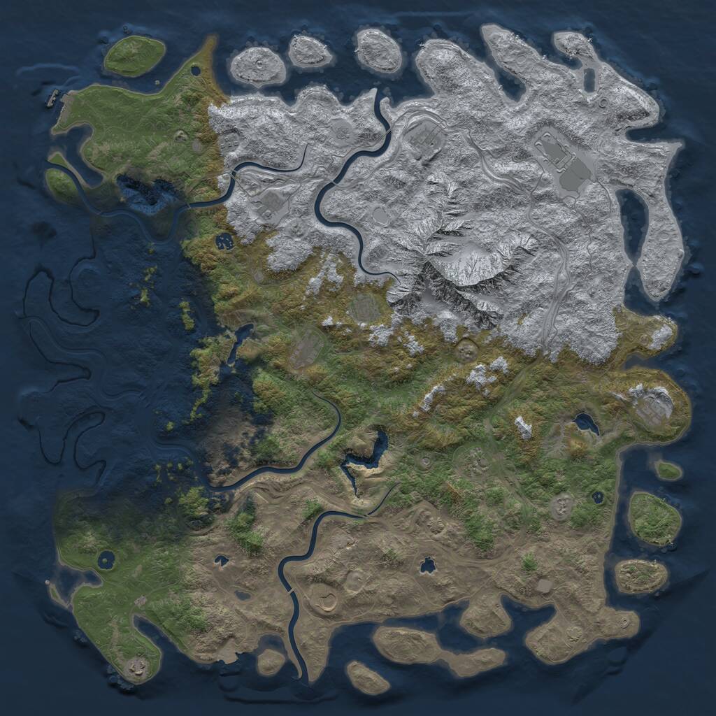 Rust Map: Procedural Map, Size: 6000, Seed: 636346, 17 Monuments