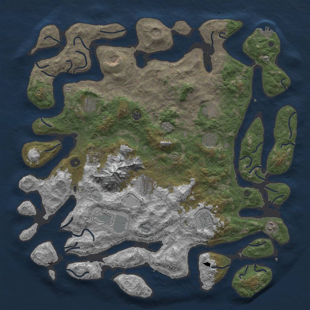 Rust Map: Procedural Map, Size: 5000, Seed: 3000, 19 Monuments