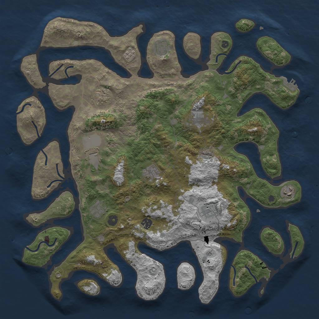 Rust Map: Procedural Map, Size: 4500, Seed: 265665, 14 Monuments