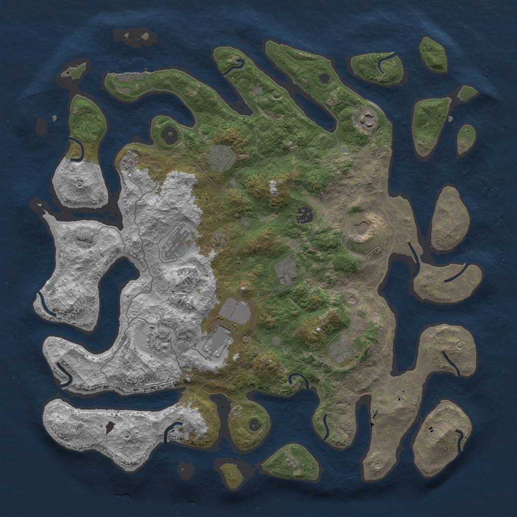 Rust Map: Procedural Map, Size: 4500, Seed: 627040, 14 Monuments