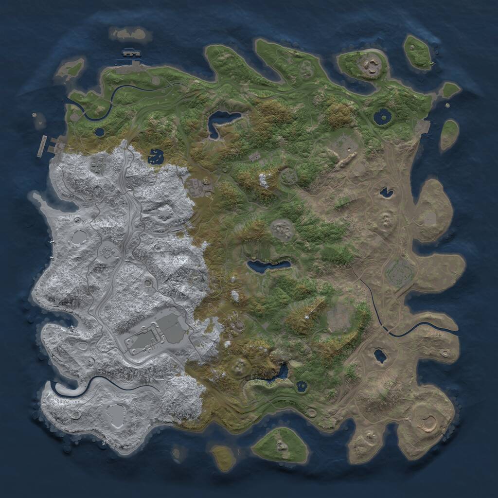 Rust Map: Procedural Map, Size: 4500, Seed: 627040, 16 Monuments