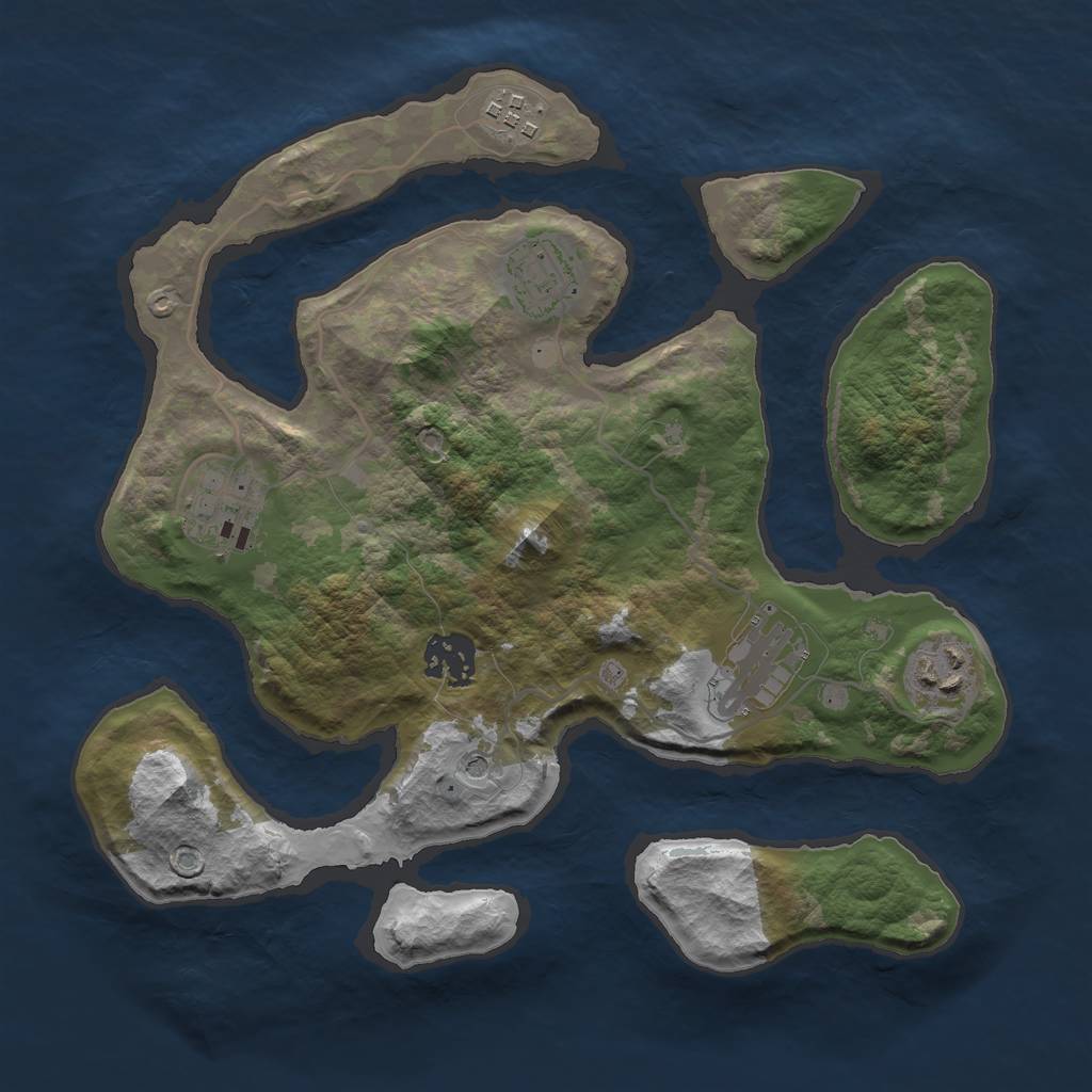 Rust Map: Barren, Size: 3000, Seed: 26, 9 Monuments