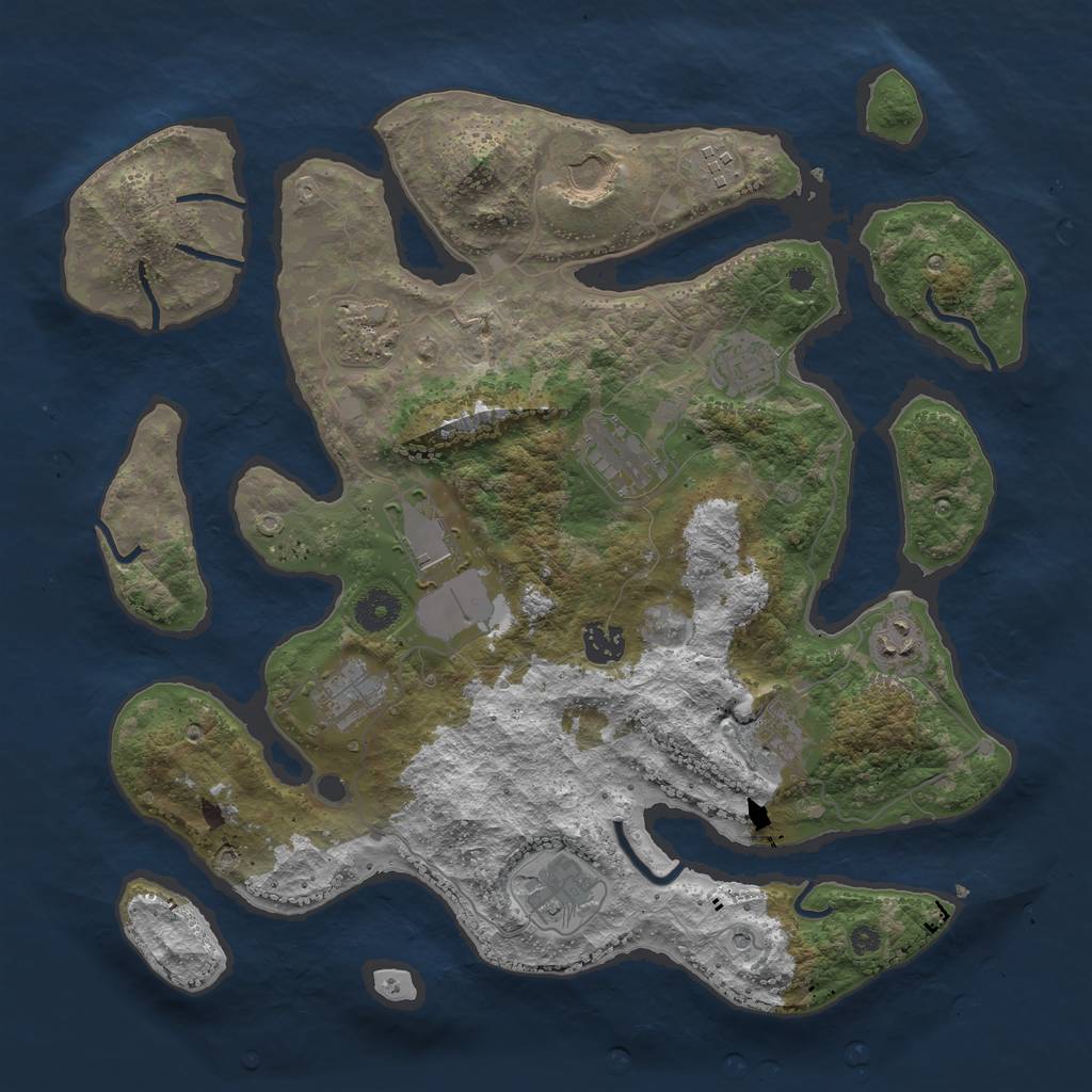 Rust Map: Procedural Map, Size: 3800, Seed: 42706, 14 Monuments