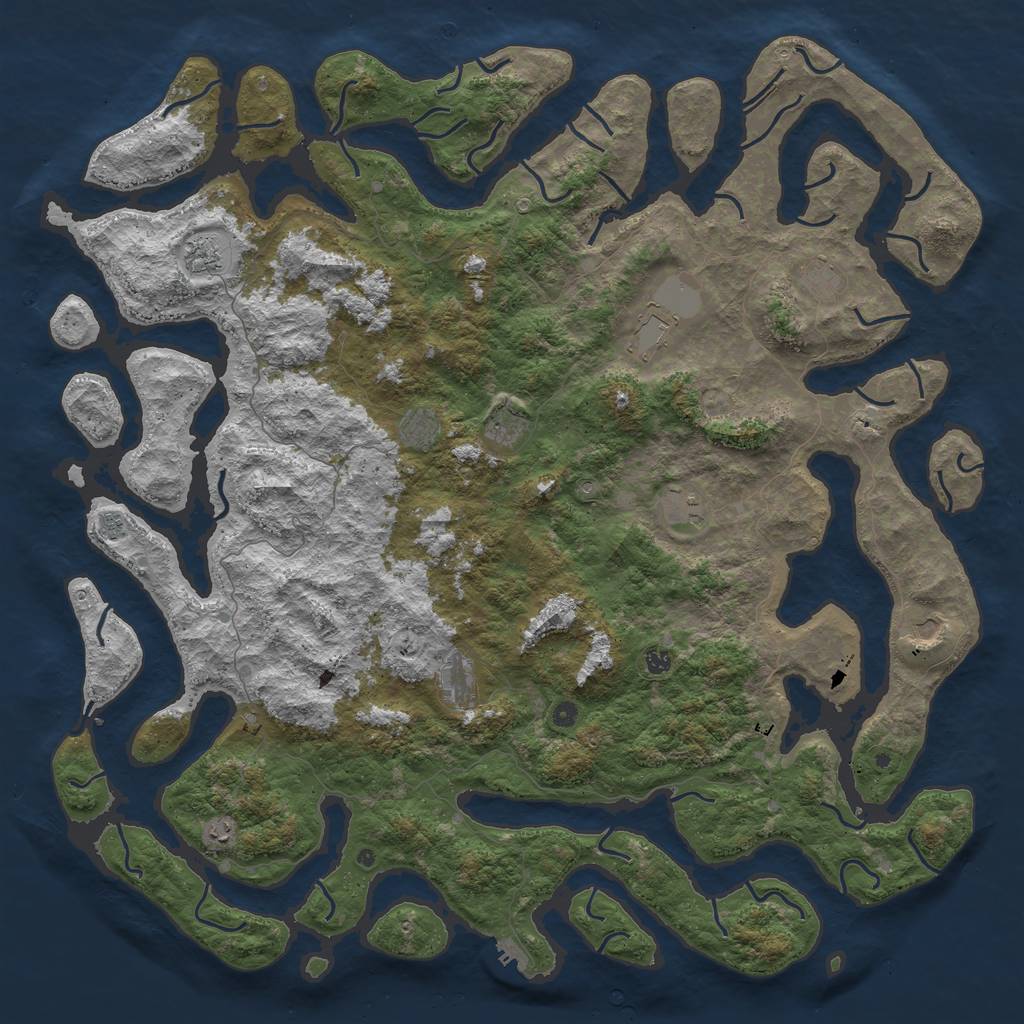 Rust Map: Procedural Map, Size: 6000, Seed: 1953668865, 15 Monuments