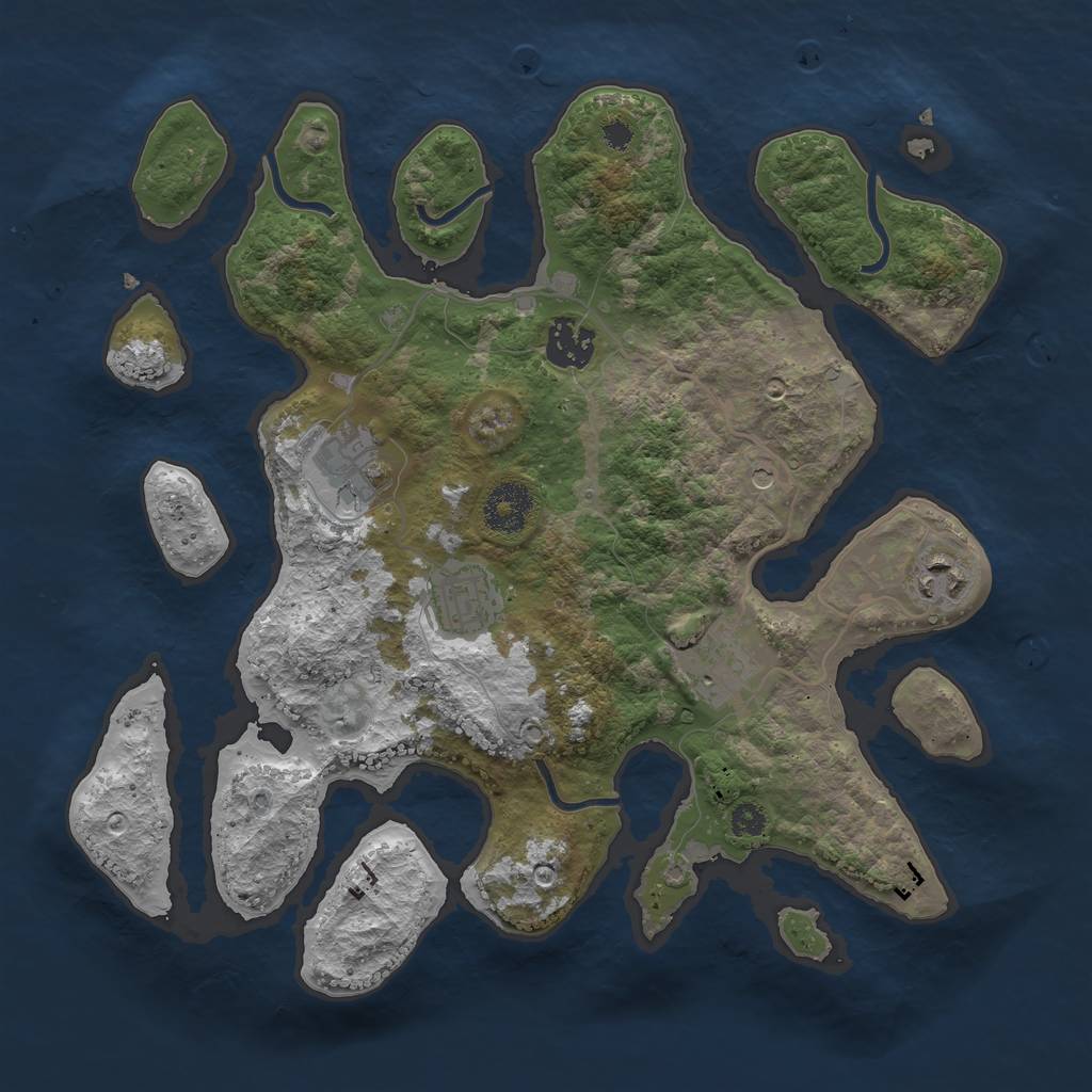 Rust Map: Procedural Map, Size: 3250, Seed: 2071081046, 8 Monuments