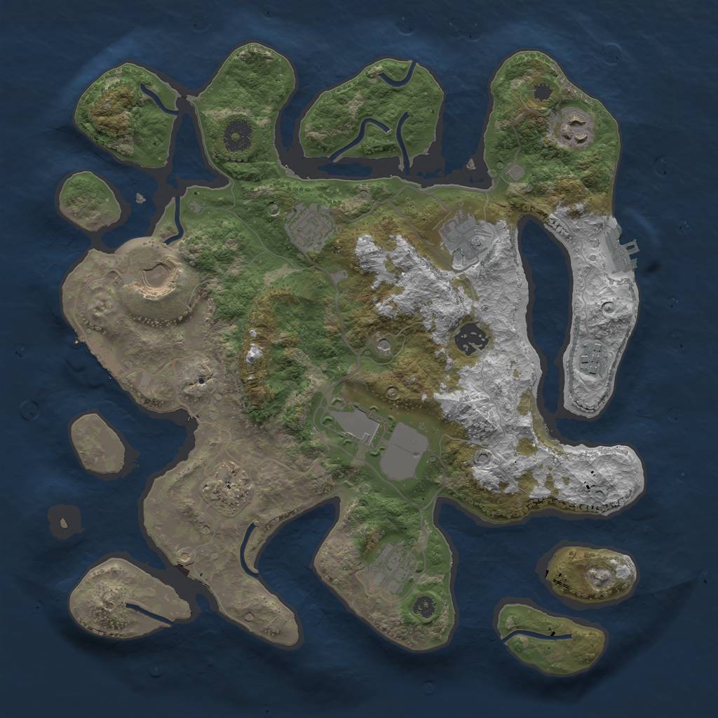 Rust Map: Procedural Map, Size: 3500, Seed: 2055893432, 14 Monuments