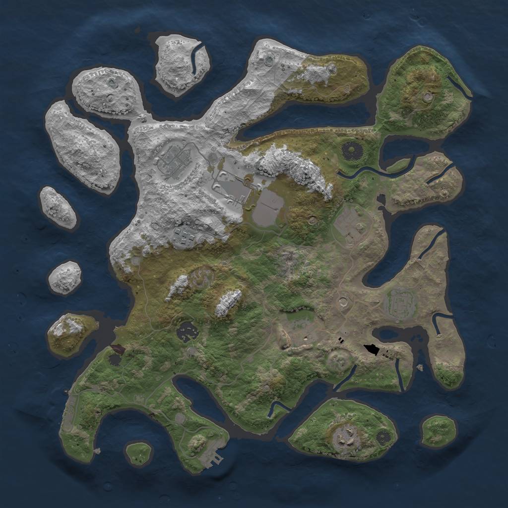 Rust Map: Procedural Map, Size: 3700, Seed: 2113495765, 13 Monuments