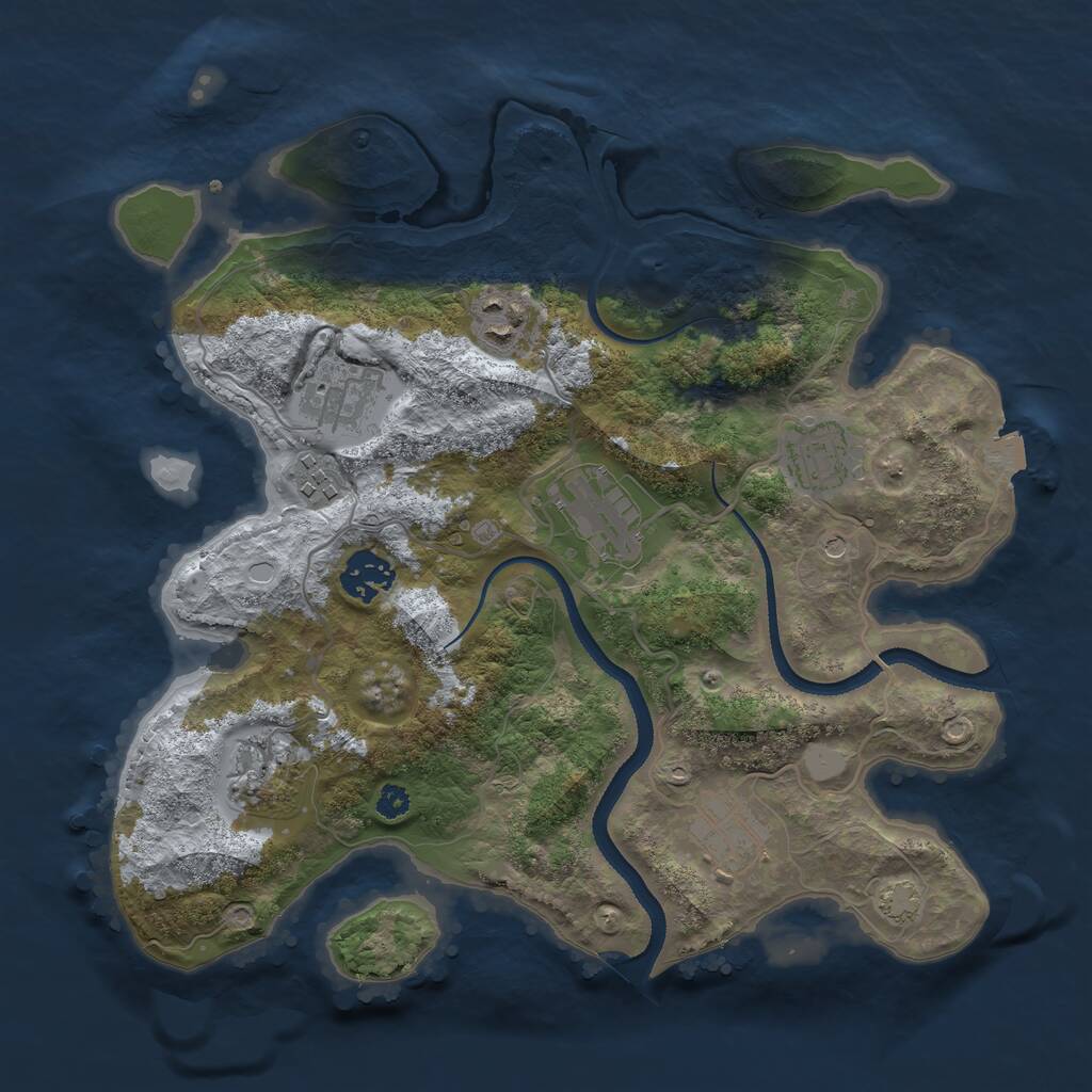 Rust Map: Procedural Map, Size: 3250, Seed: 99917666, 11 Monuments