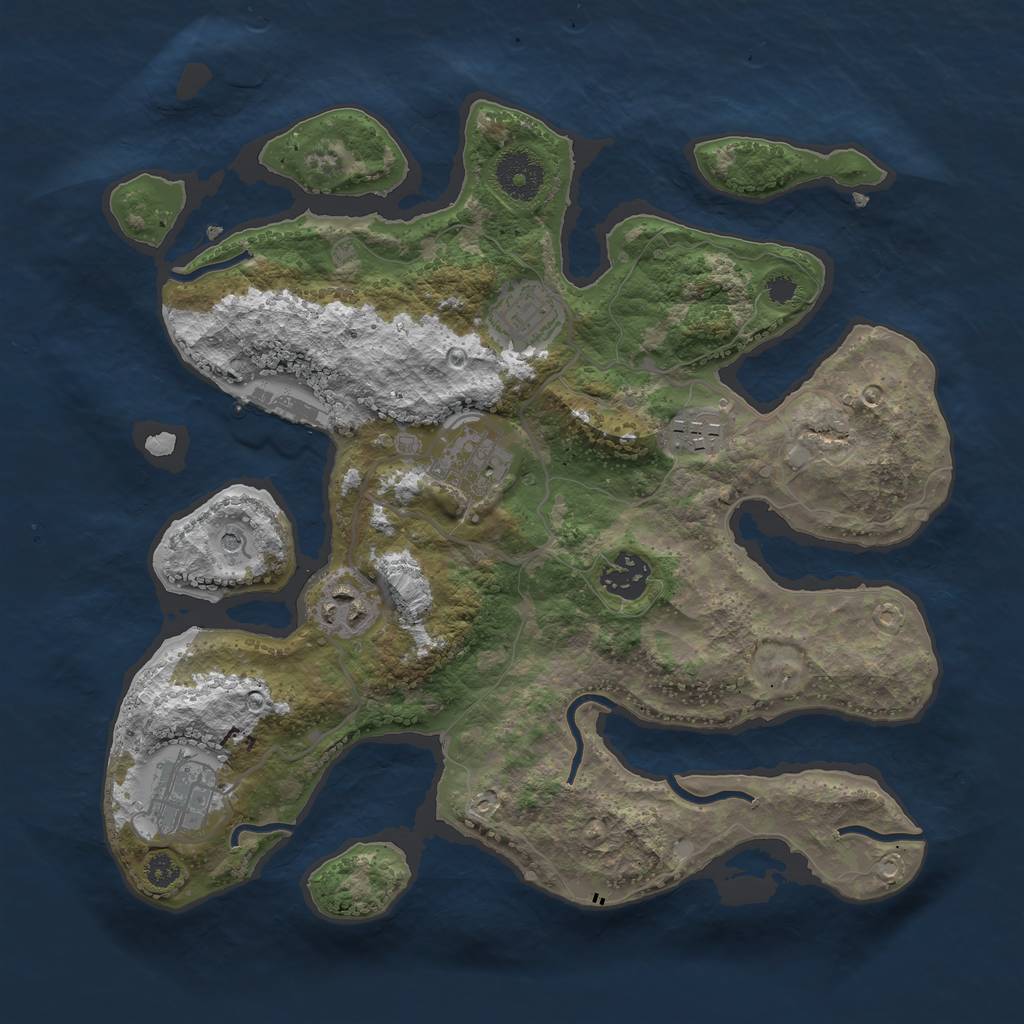 Rust Map: Procedural Map, Size: 3250, Seed: 99917666, 10 Monuments