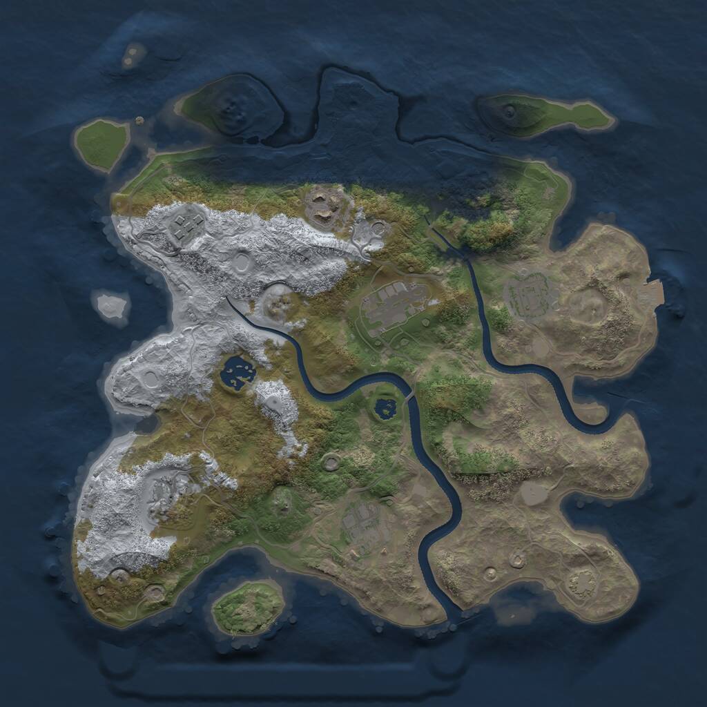 Rust Map: Procedural Map, Size: 3250, Seed: 99917666, 10 Monuments