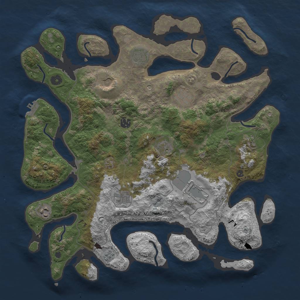 Rust Map: Procedural Map, Size: 4150, Seed: 987654321, 14 Monuments