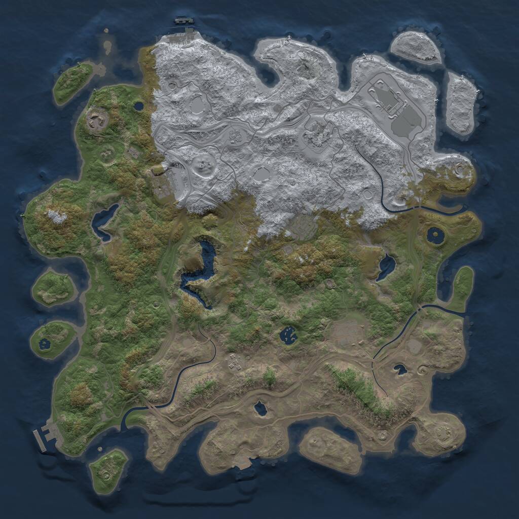 Rust Map: Procedural Map, Size: 4500, Seed: 1188897268, 14 Monuments