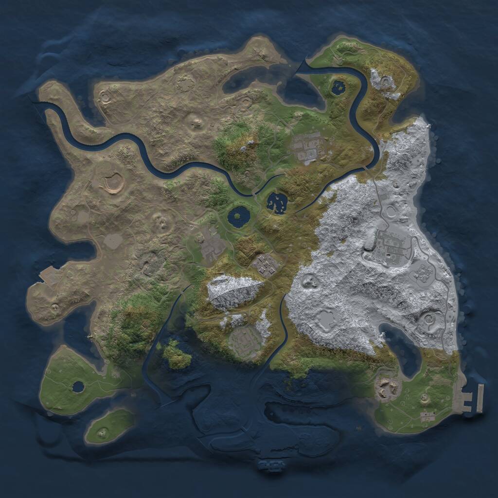 Rust Map: Procedural Map, Size: 3500, Seed: 770931205, 14 Monuments
