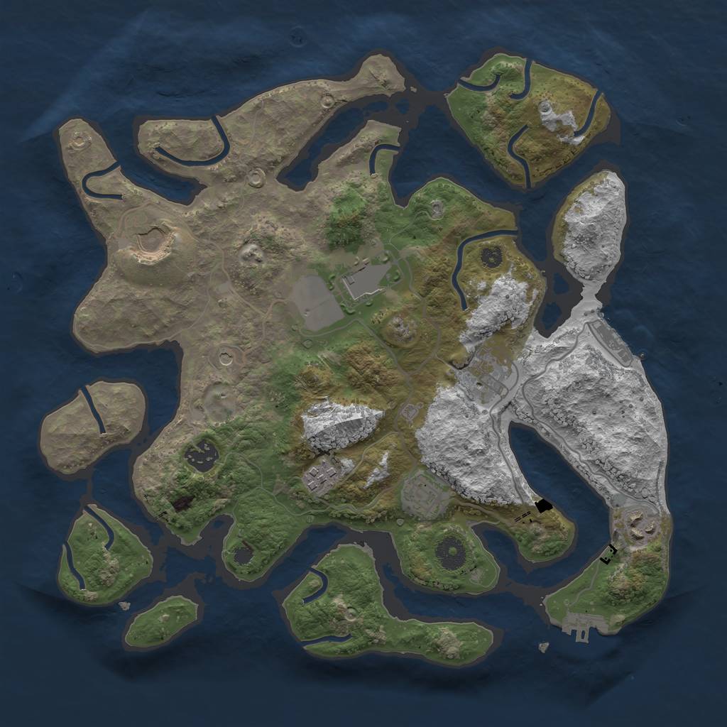 Rust Map: Procedural Map, Size: 3500, Seed: 770931205, 12 Monuments