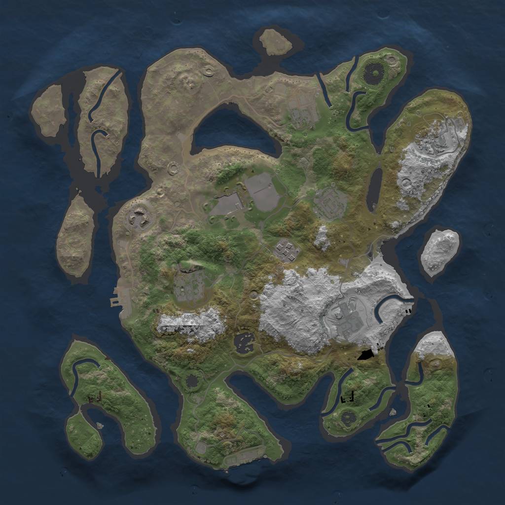 Rust Map: Procedural Map, Size: 3500, Seed: 190070073, 13 Monuments