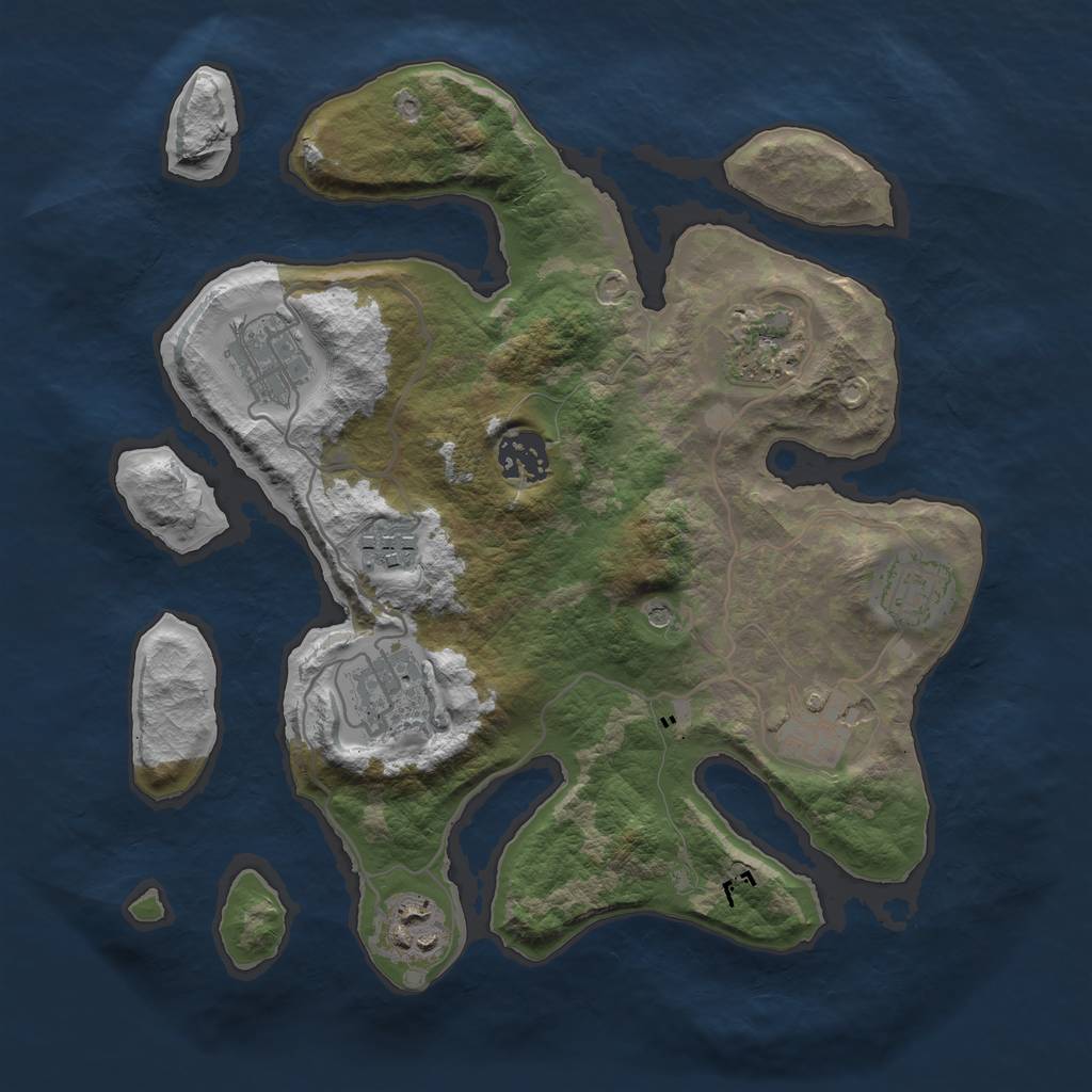 Rust Map: Barren, Size: 3100, Seed: 345, 11 Monuments