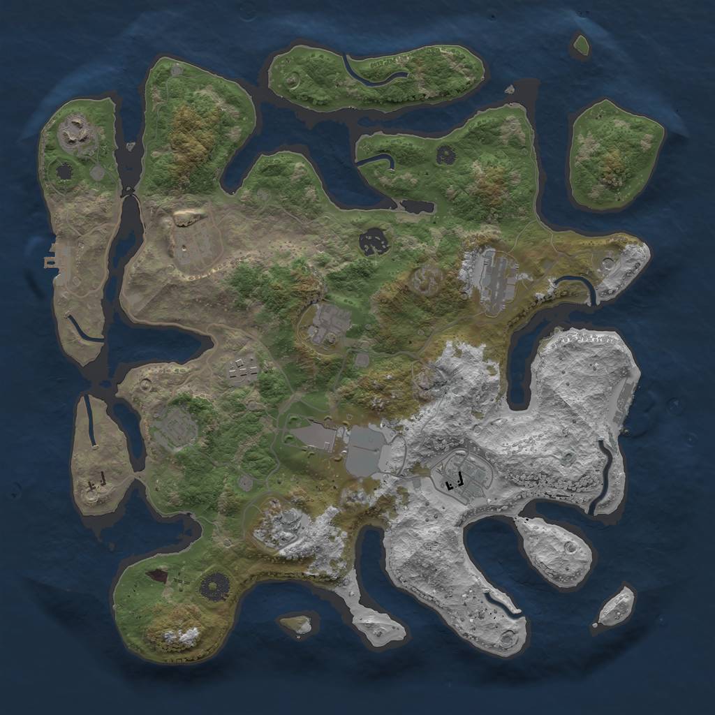 Rust Map: Procedural Map, Size: 3750, Seed: 803801465, 15 Monuments