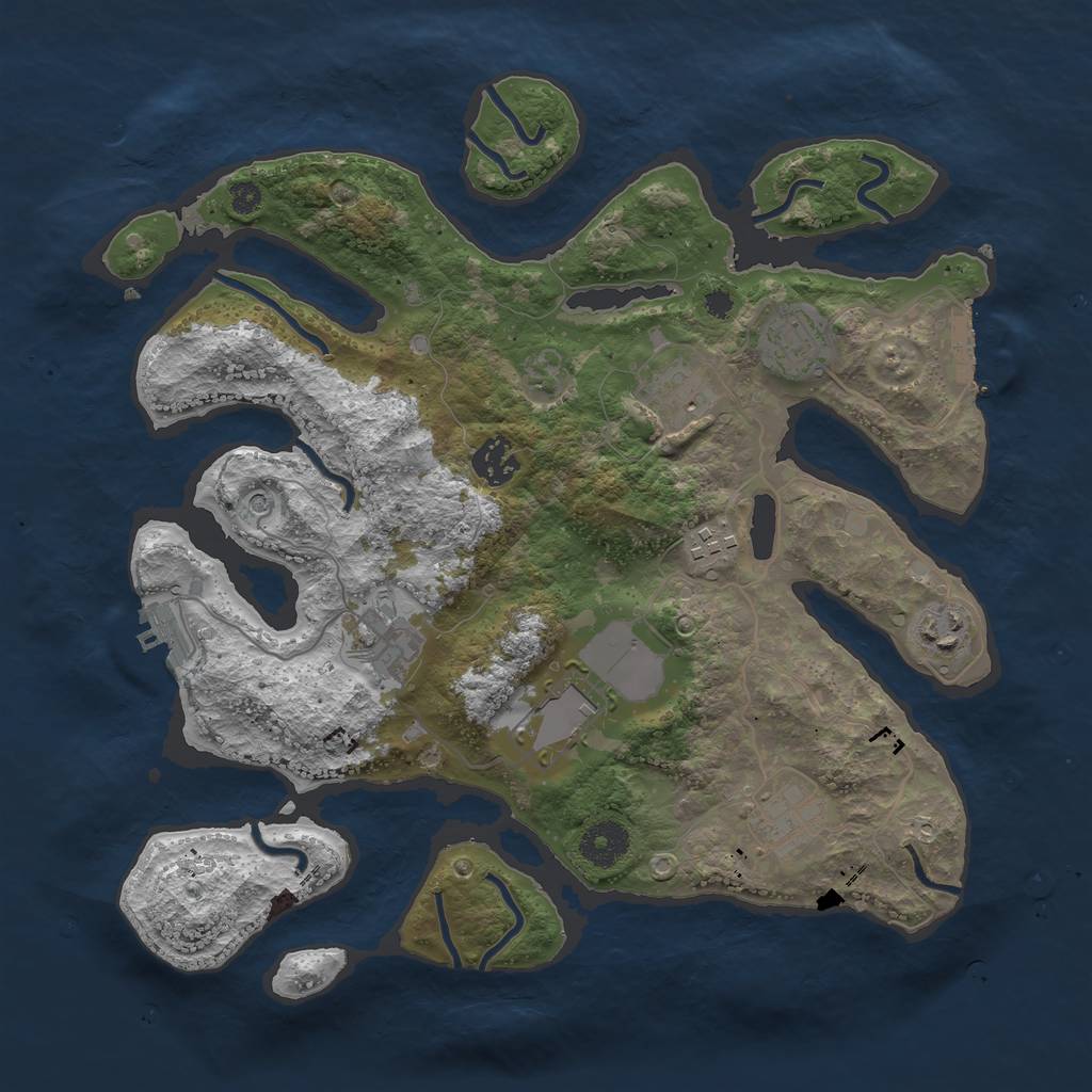 Rust Map: Procedural Map, Size: 3500, Seed: 121341244, 13 Monuments