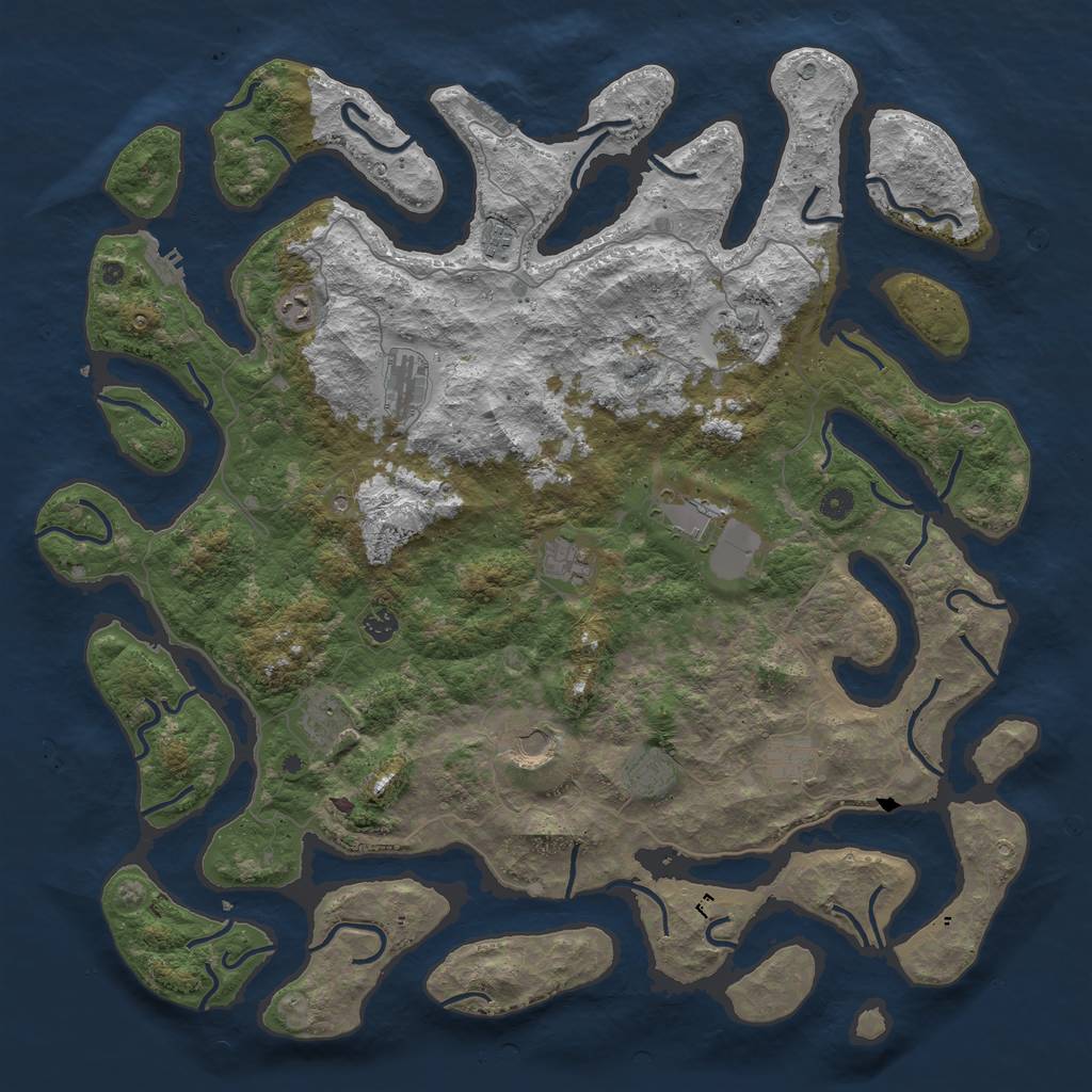 Rust Map: Procedural Map, Size: 5000, Seed: 88, 16 Monuments