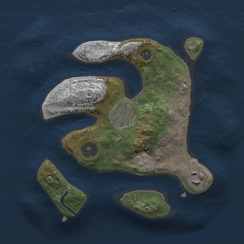 Rust Map: Procedural Map, Size: 2300, Seed: 1176117972, 5 Monuments