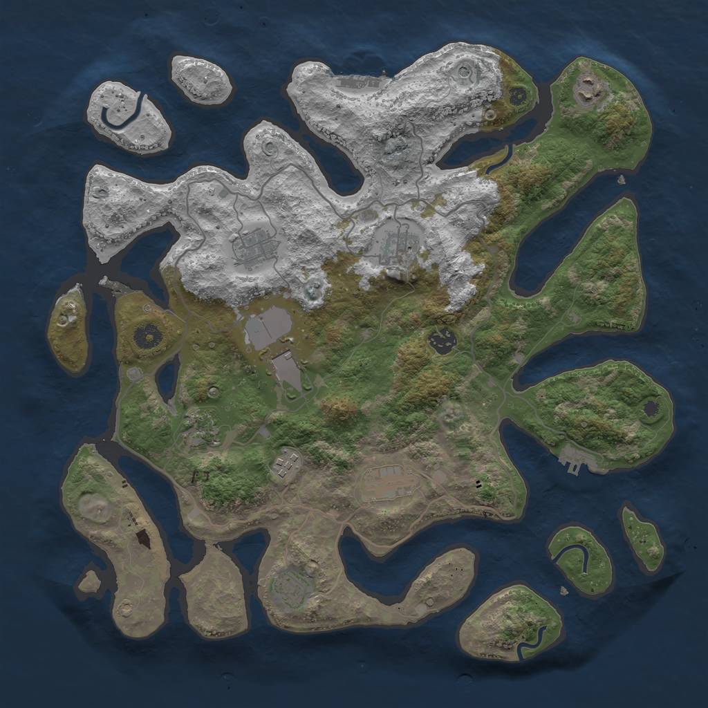 Rust Map: Procedural Map, Size: 4000, Seed: 833025, 14 Monuments