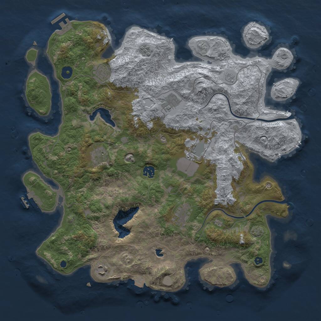 Rust Map: Procedural Map, Size: 4000, Seed: 255355, 14 Monuments