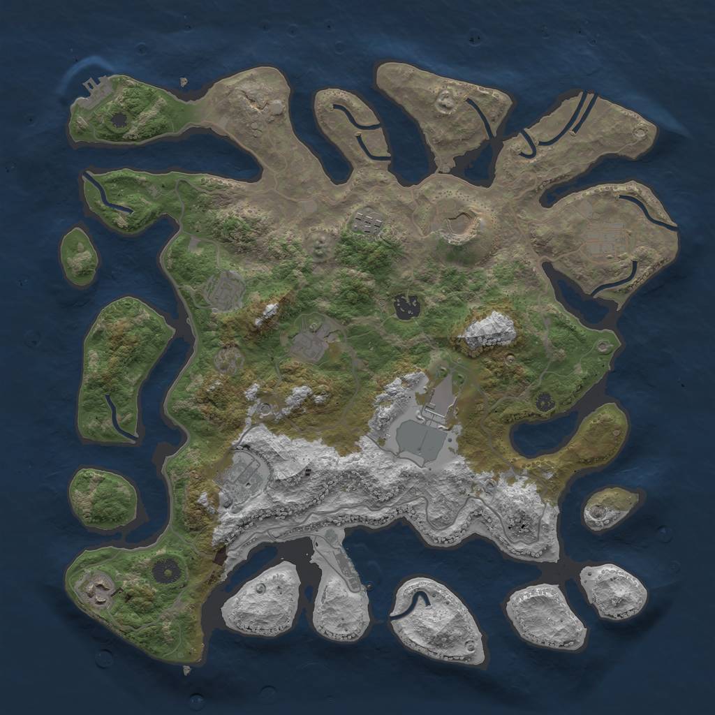 Rust Map: Procedural Map, Size: 4000, Seed: 593594, 14 Monuments